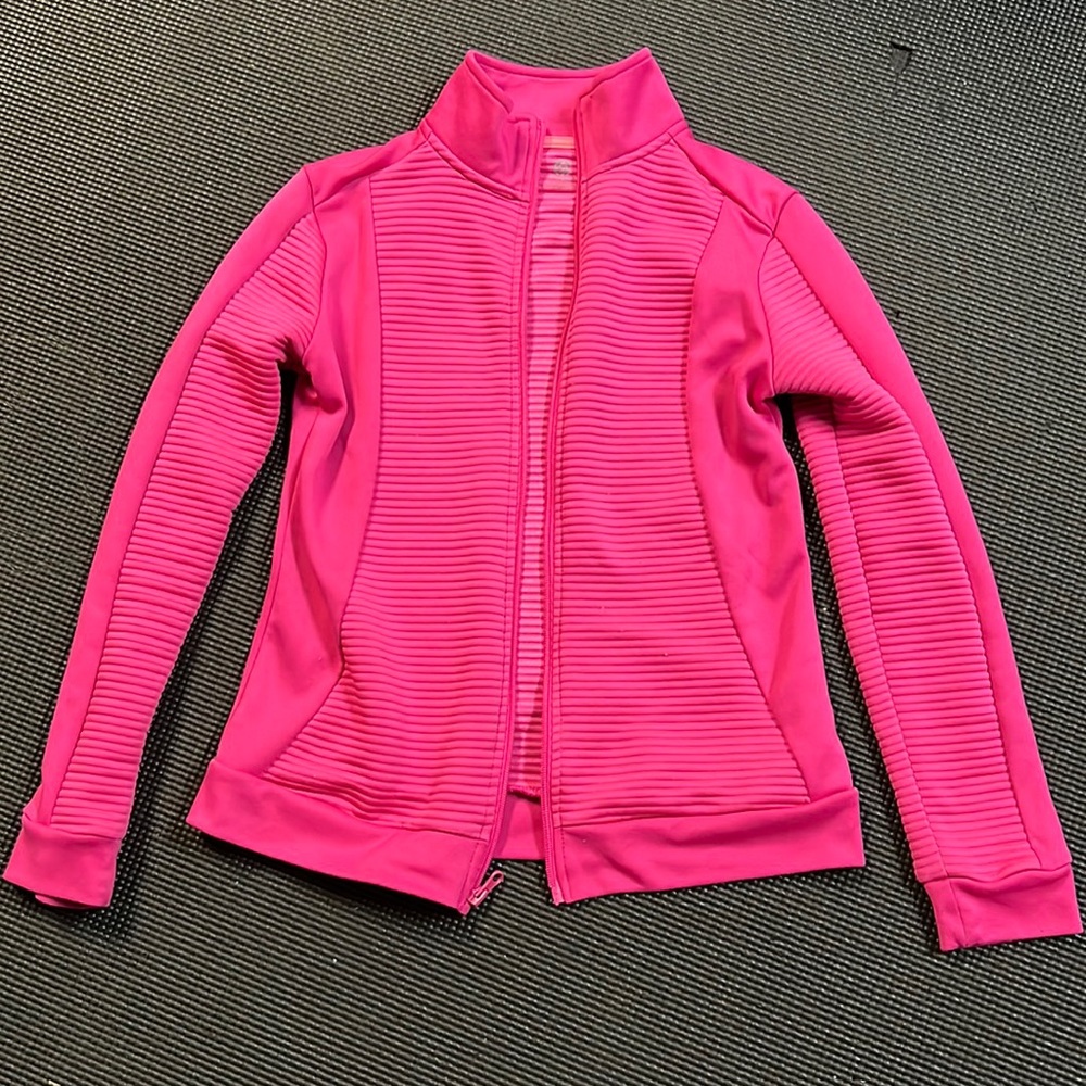 Girls’ Champion hot pink athletic zip up jacket size 10-12 (L)